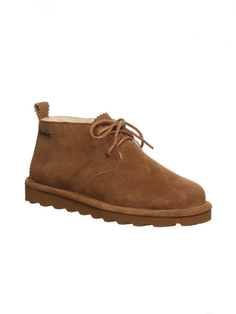 BEARPAW Women’s Skye Hickory Tan Suede Lace Up Sherpa Lined Chukka Boot Size 11